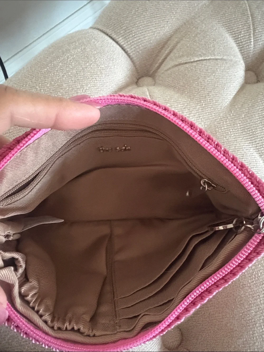 The Sak Pink Woven Wristlet Clutch